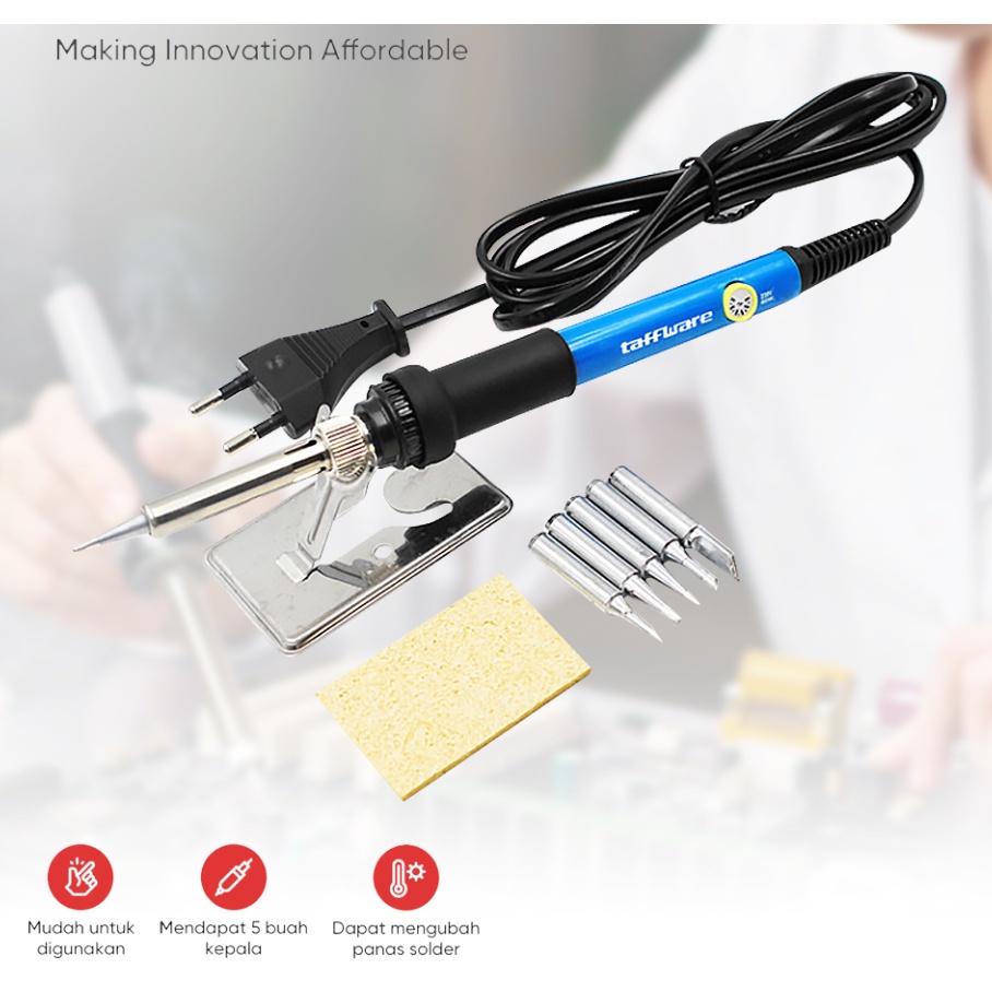 Jual Solder Listrik Iron Adjustable Temperature 60W Kawat Timah Alat