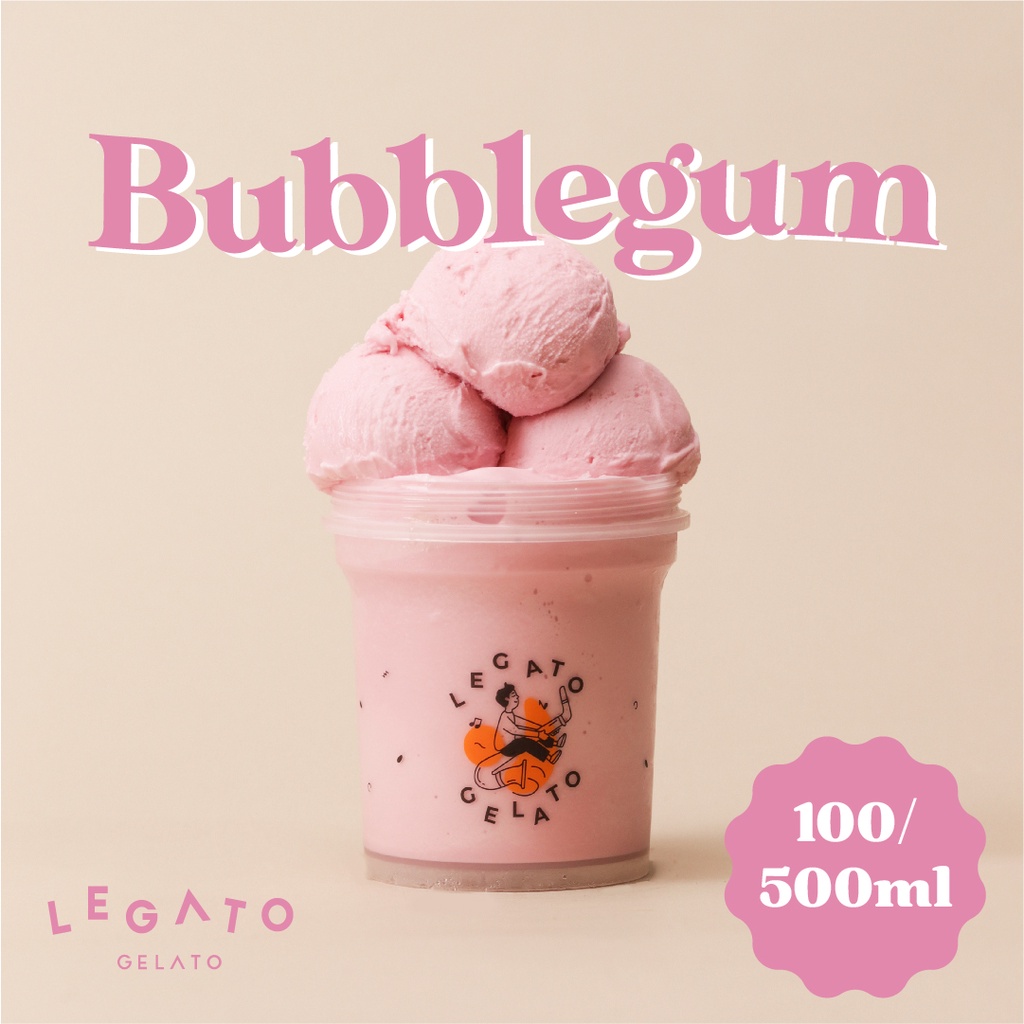 

LEGATO GELATO - Bubblegum Pint 500 mL Cup 100 mL Ice Cream Gelato Dessert Es Krim Eskrim 500mL 100mL Frozen Cemilan Creamy Fresh Sweet Manis Refreshing Murah