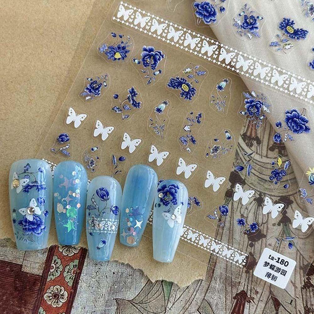 Mxbeauty Bunga Stiker Kuku Sweet Flower Leaf DIY Nail Art Tips Perekat Diri Dekorasi Nail Art