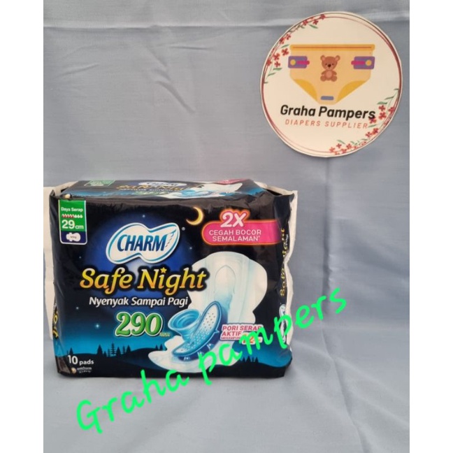 Charm Safe Night wing 29cm 10 pads / Charm Body Fit 23cm 30 pads pembalut softex charm sayap