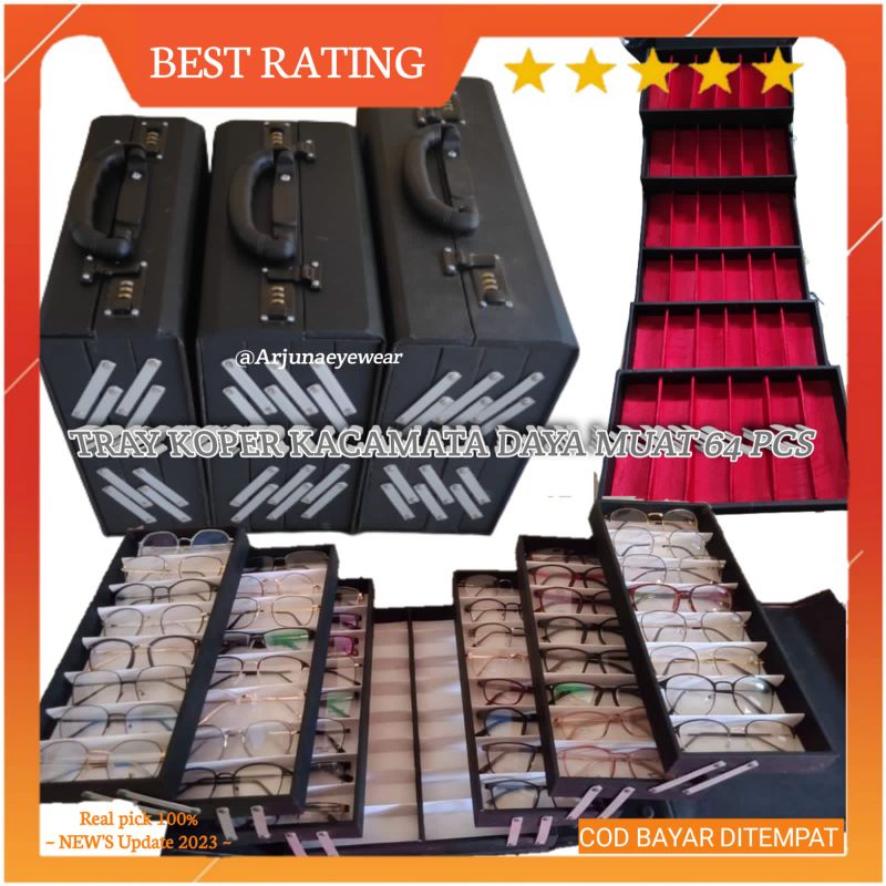 Koper tray box Frame Kacamata Daya Muat 64pcs Box Frame Display Wadah Rak Kacamata Bahan Kokoh Simpl