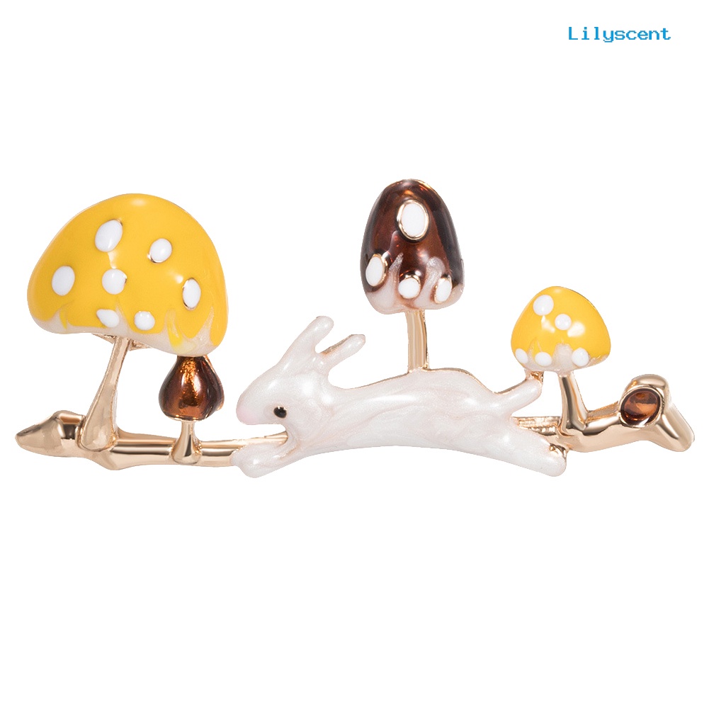 [LS] Lucu Unisex Lari Kelinci Jamur Enamel Hewan Tanaman Bros Pin Kerah Lencana