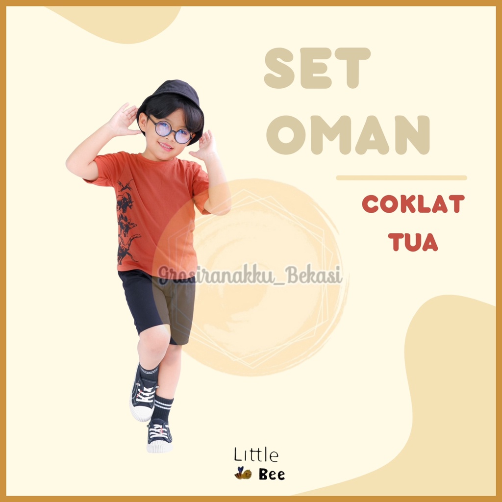 Setelan Anak Cowok Oman LittleBee Warna Coklat Tua Size 1-5 tahun