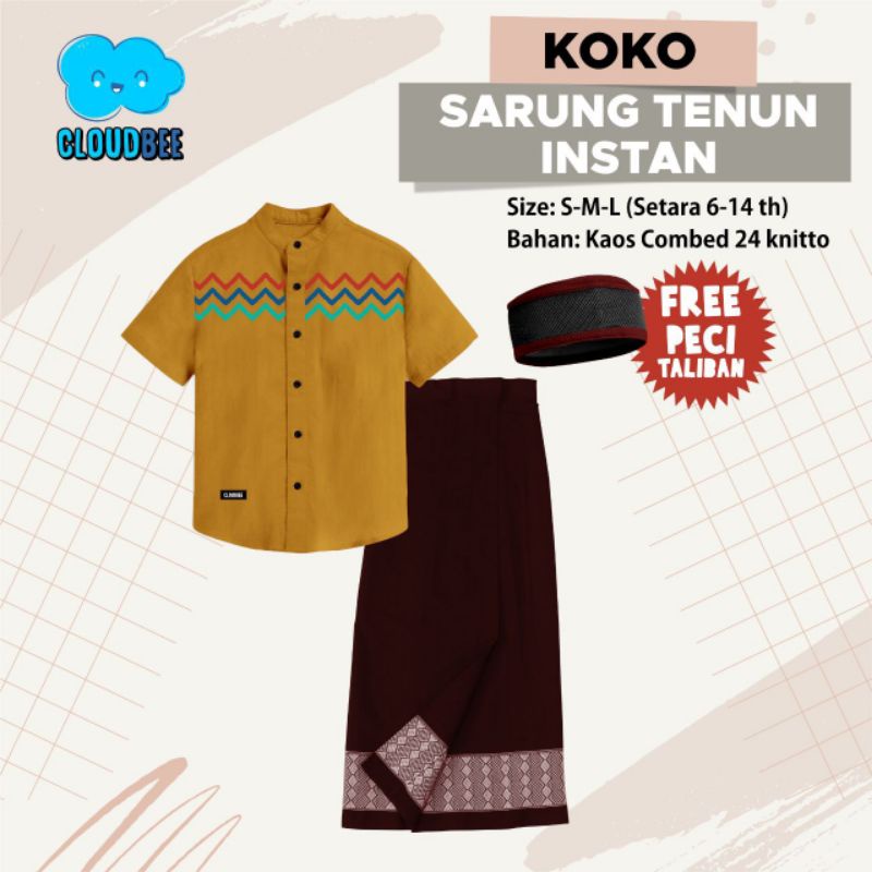 KOKO SARUNG TENUN INSTAN CLOUDBEE size 6-14 T/ SARKOCI KEMKO CLOUD BEE