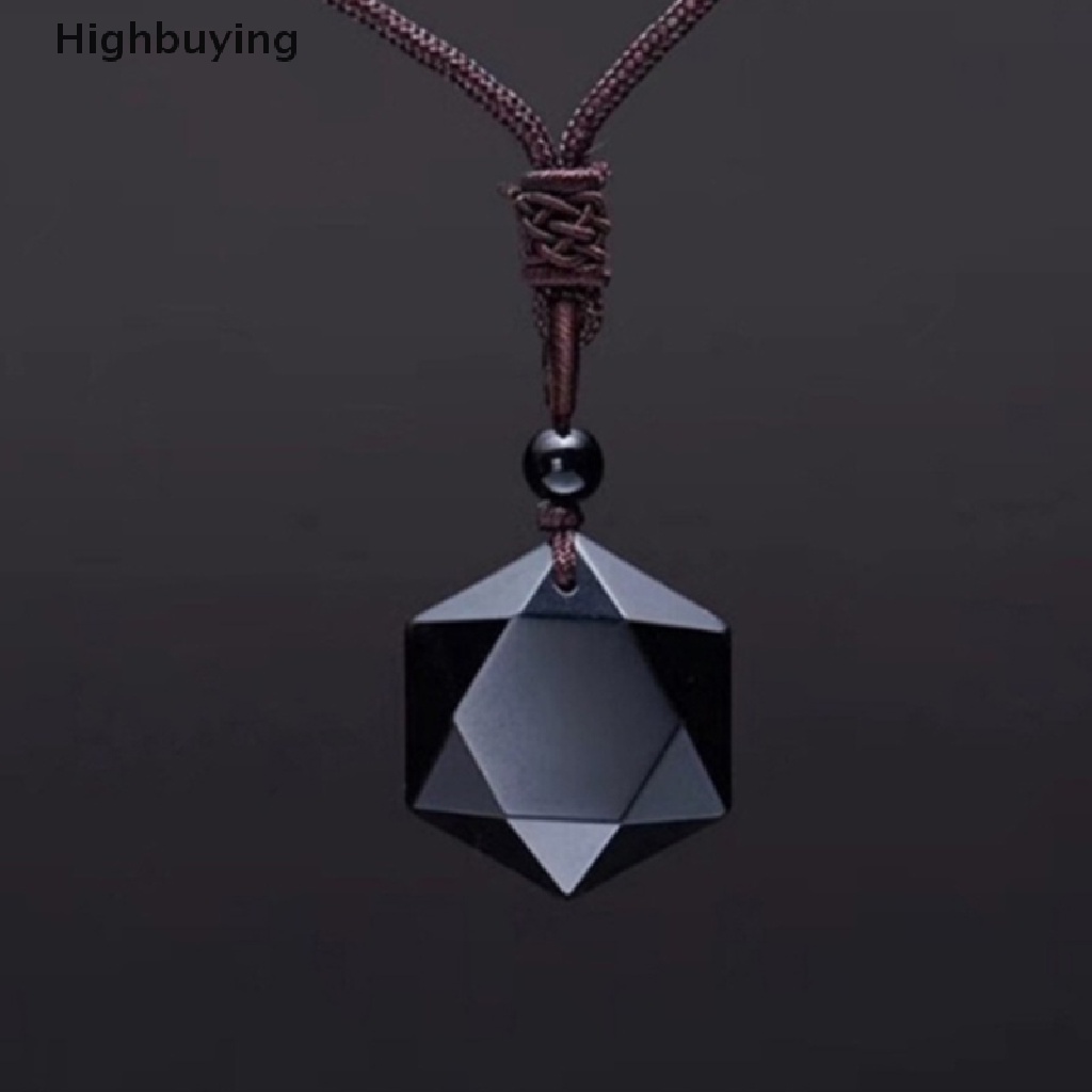 Hbid Obsidian Enam Bintang Beruntung Jimat Batu Alam Liontin Kalung Perhiasan Kristal Glory