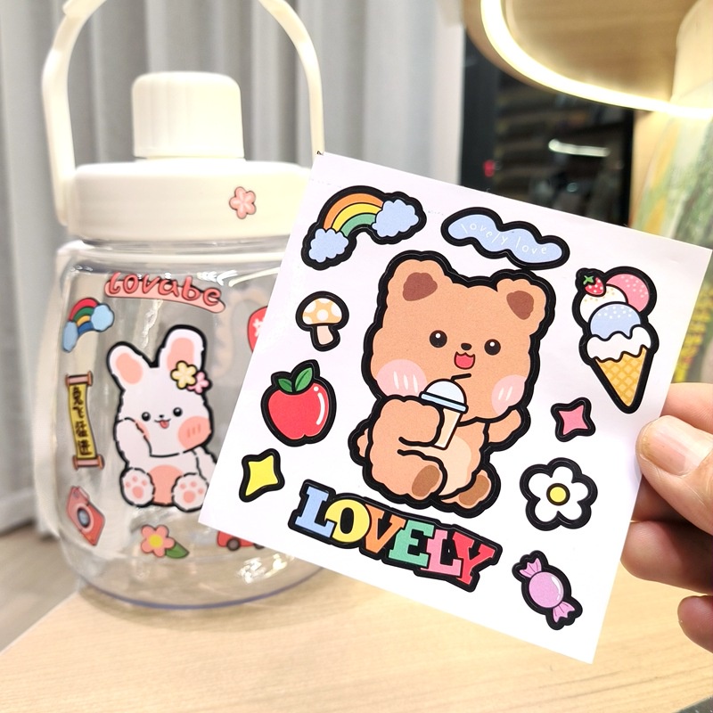 STICKER DIY AESTHETIC KARAKTER KARTUN JEPANG/ STIKER AESTHETIC DIY BEAR  BUNNY /BOTOL MINUM DAN DEKORASI LAIN NYA