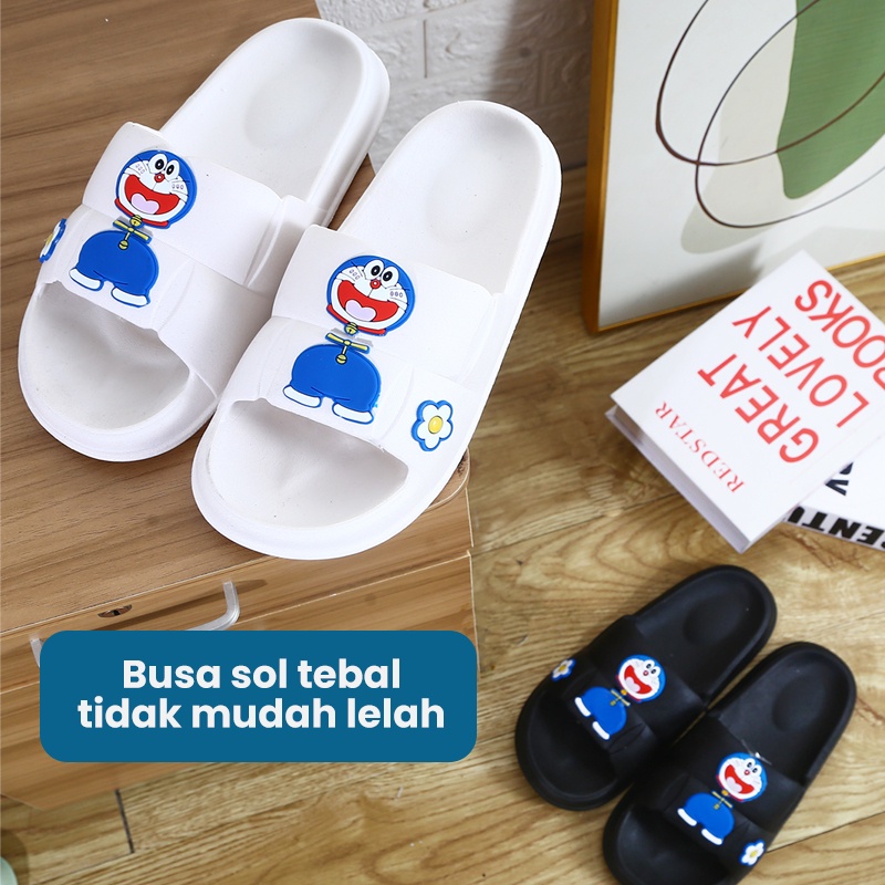 Mainland Sandal Slip On Wanita Model Doraemon Lucu Sendal Rumahan Nyaman Kekinian HSN140