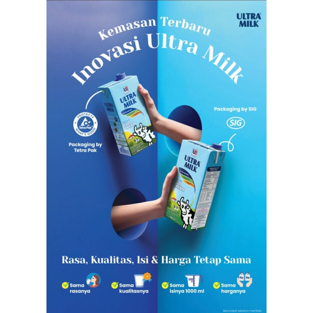 SUSU ULTRA FULL CREAM 1 LITER / Ultra Milk Full Cream 1000 ML (HARGA SATUAN)