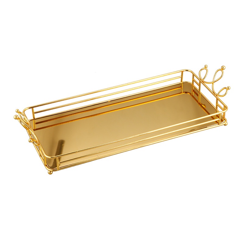 Mi.more Rectangle Tray Besar 43cm/36cm Nampan Nordic Gold Metal Iron Alas Hamper Set Pajangan Emas Dekorasi