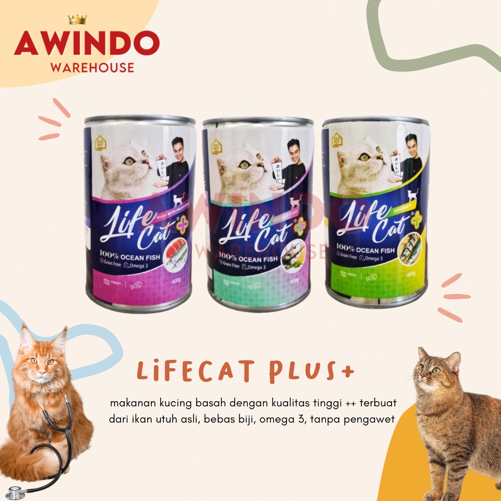 LIFECAT PLUS - Makanan Kaleng Basah Kucing Life Cat Plus Cat Food 400gr