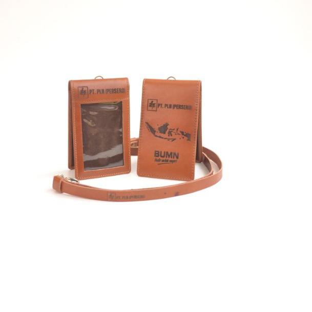 

ハ Name Tag ID Card Holder Kulit Asli Logo PLN Gratis Tali Lanyard Kulit Terbaik