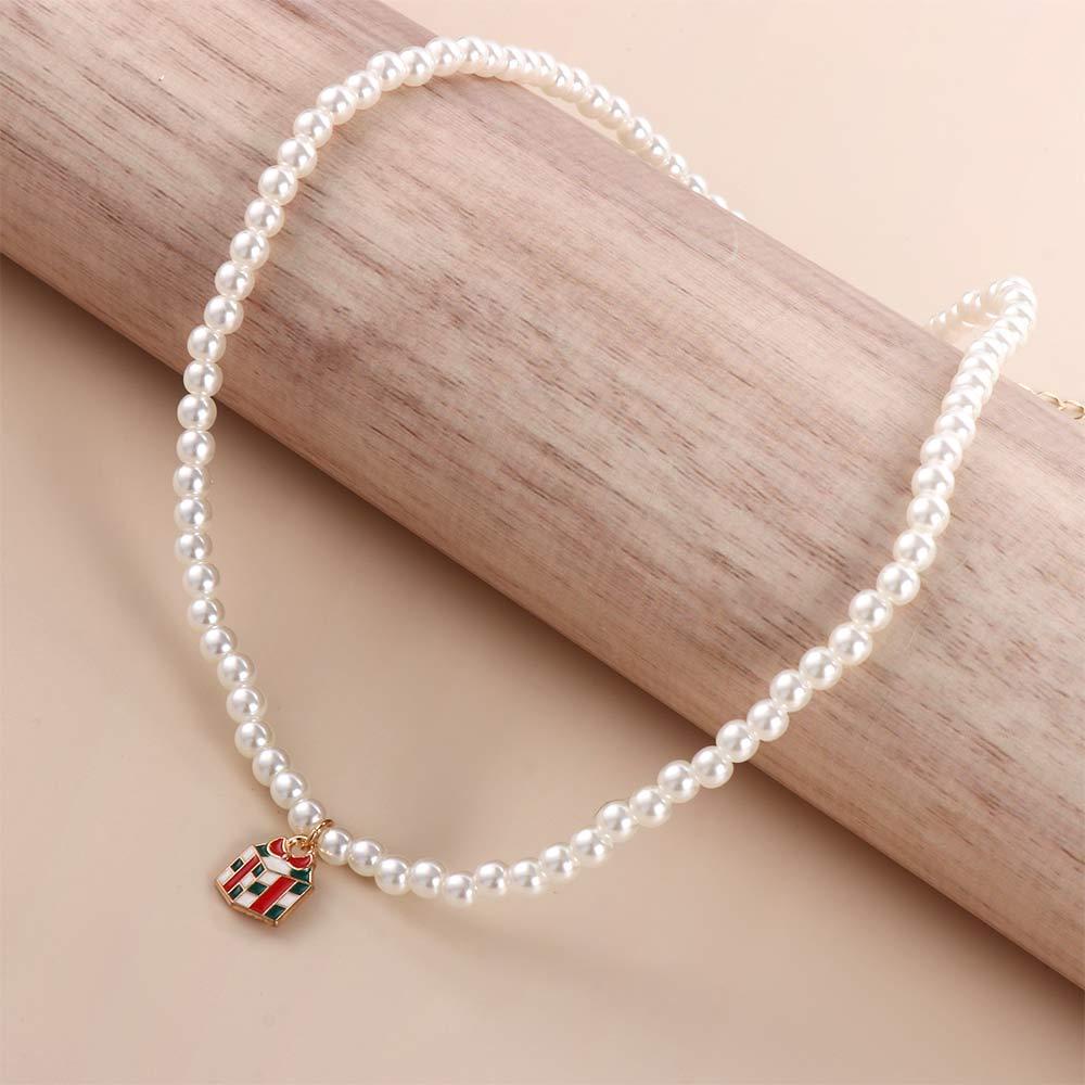 Mxbeauty Kalung Natal Hadiah Fashion Mutiara Imitasi Manis Pohon Natal Christmas Masa Kini Bell Alloy Wanita Perhiasan Aksesoris