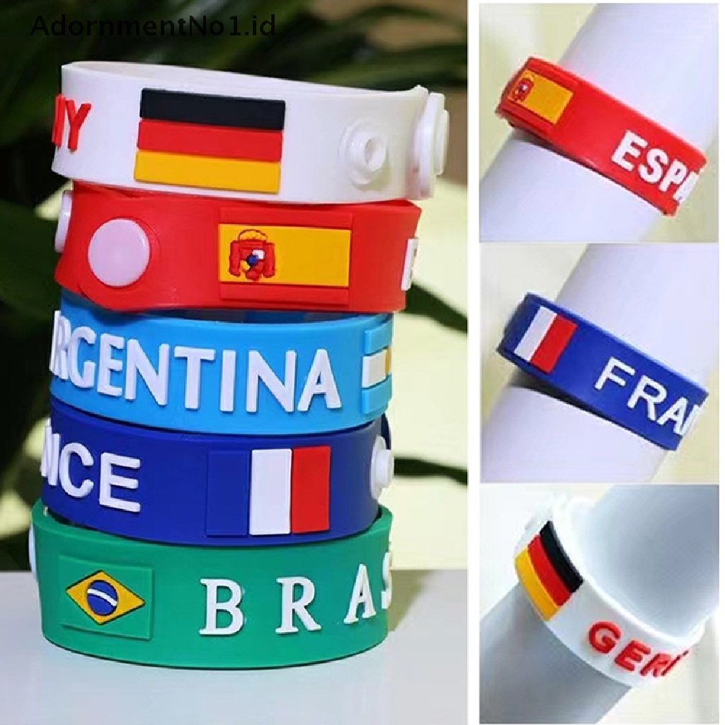 [AdornmentNo1] Souvenir Sepak Bola Piala Dunia Bendera Gelang Olahraga Elastis Silicone Wristband Bracelet [ID]