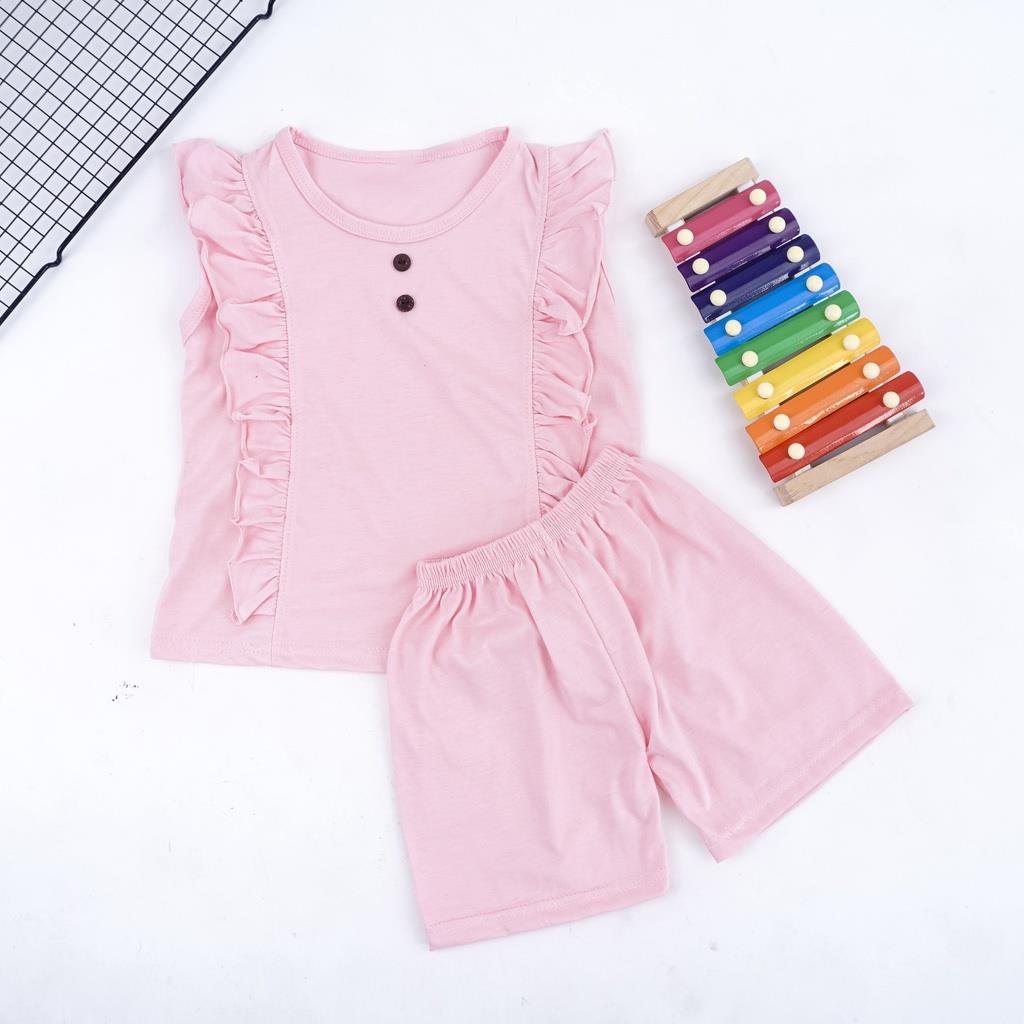 GH 1.102 - Setelan Baju Anak Vivi Atasan Bawahan Anak Perempuan Batita Kancing Ruffle Lucu