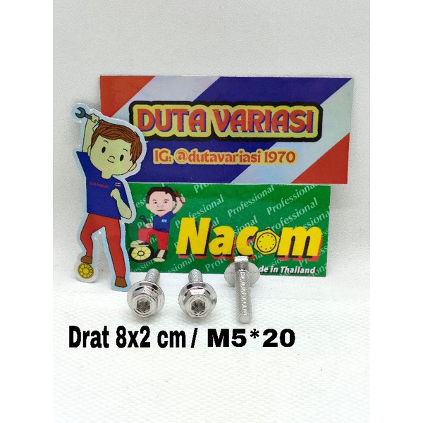 Baut Dua Kunci Drat 8 panjang 2 cm / M5 x 20