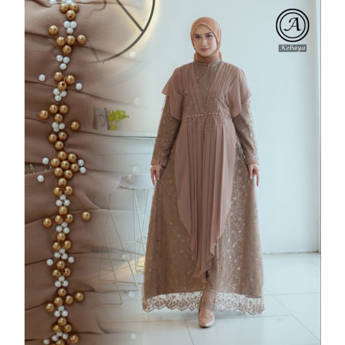 gamis Aira Brokat Malika Kombinasi Payet mutiara| Gamis brokat| Gamis Kondangan| Gamis Seruty| Gamis Pesta| Gamis Terbaru| Gamis Kebaya| Gamis Modern