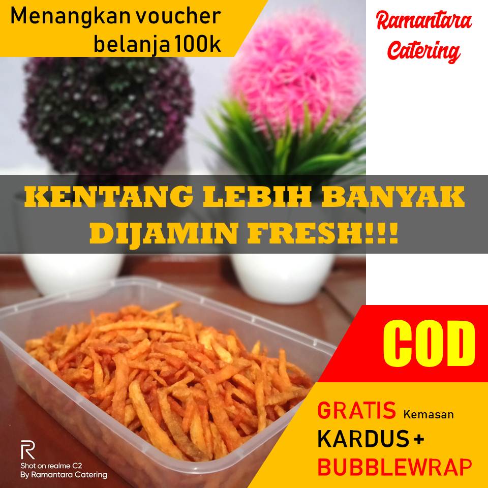 

COD Kentang Mustofa Kering Tahan 2 Bulan Rasa Balado-Pedas Kemasan 500 ml