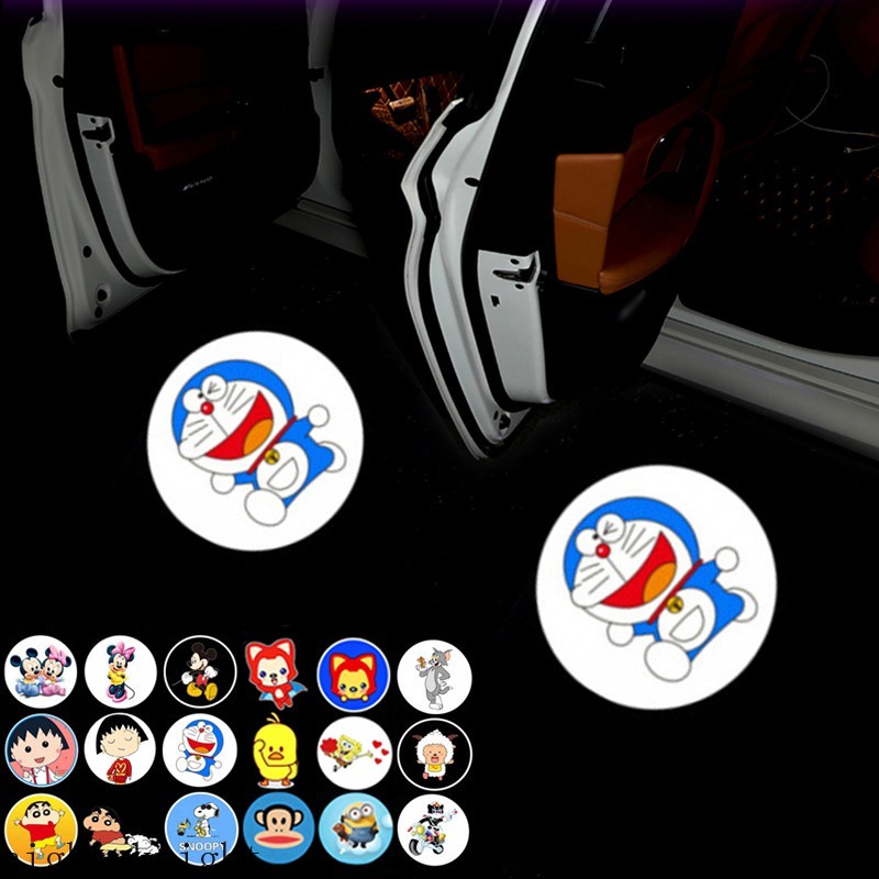 2pcs Lampu Led Logo hellokity kelalawar toyota nissan Doraemon  Untuk Pintu Mobil