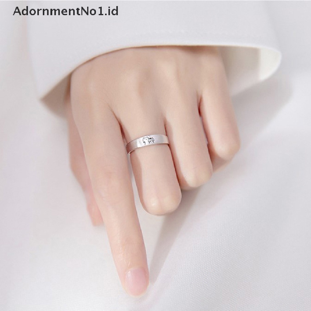 [AdornmentNo1] Kitten Couple Rings Cute Sliver Open Ring Untuk Wanita Pria Cincin Jari Yang Dapat Disesuaikan Kekasih Romantis Hadiah Perhiasan Anniversary [ID]