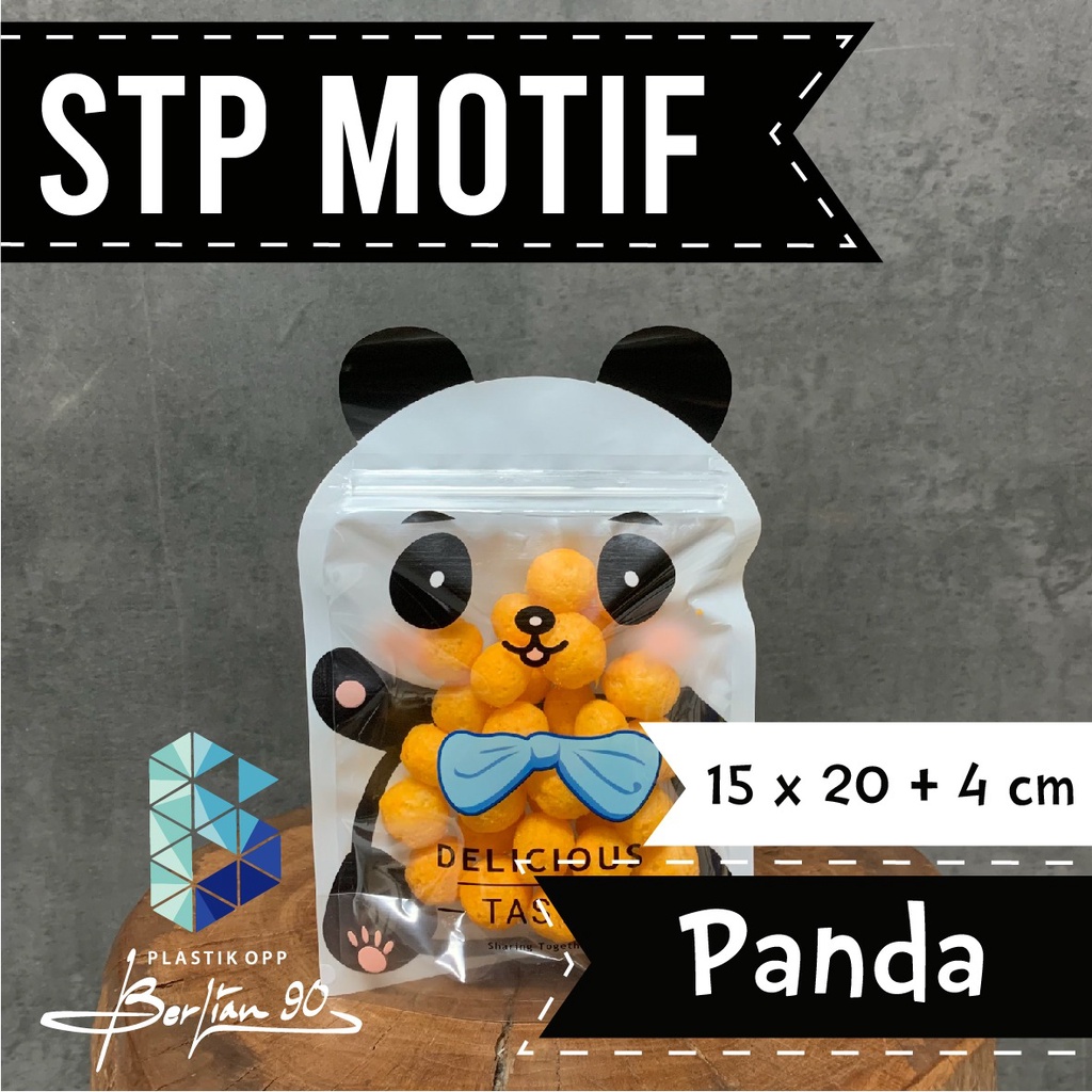 Plastik Standing Pouch Fancy Motif Panda / Standing Pouch Motif 15x20 cm / Plastik Zipper Bag Motif 