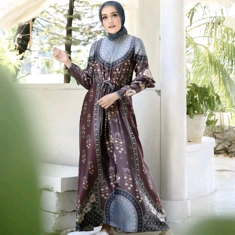 READY STOCK Lily Dress S Wearing Klamby Gamis Red Velvet Merah Marun Wearingklamby Maroon Navy Silk