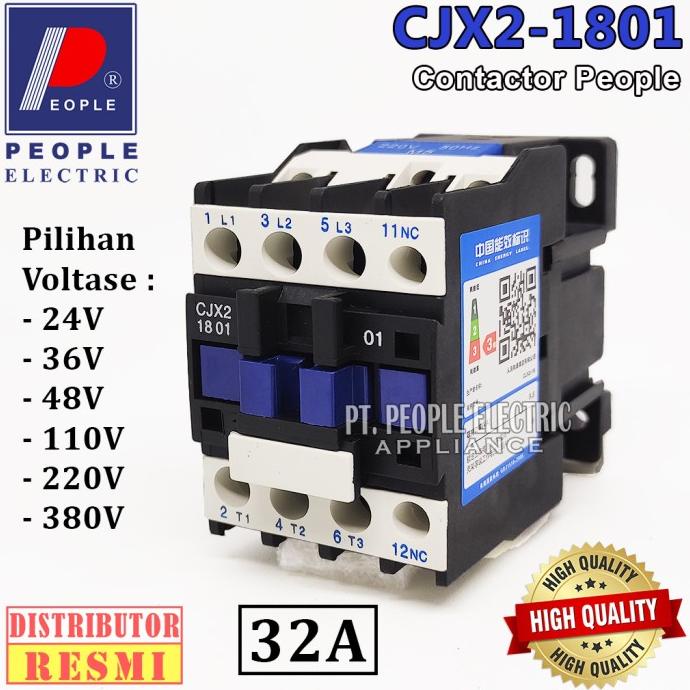 CONTACTOR KONTAKTOR CJX2-1801-NC PEOPLE AC 24V 36V 48V 110V 220V 380V people33 Buru Order