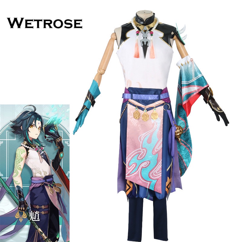 【Wetrose】Genshin Impact Xiao Cos Cosplay Yasha Cosplay Anime Costume Clothes Men's Pria Full Set