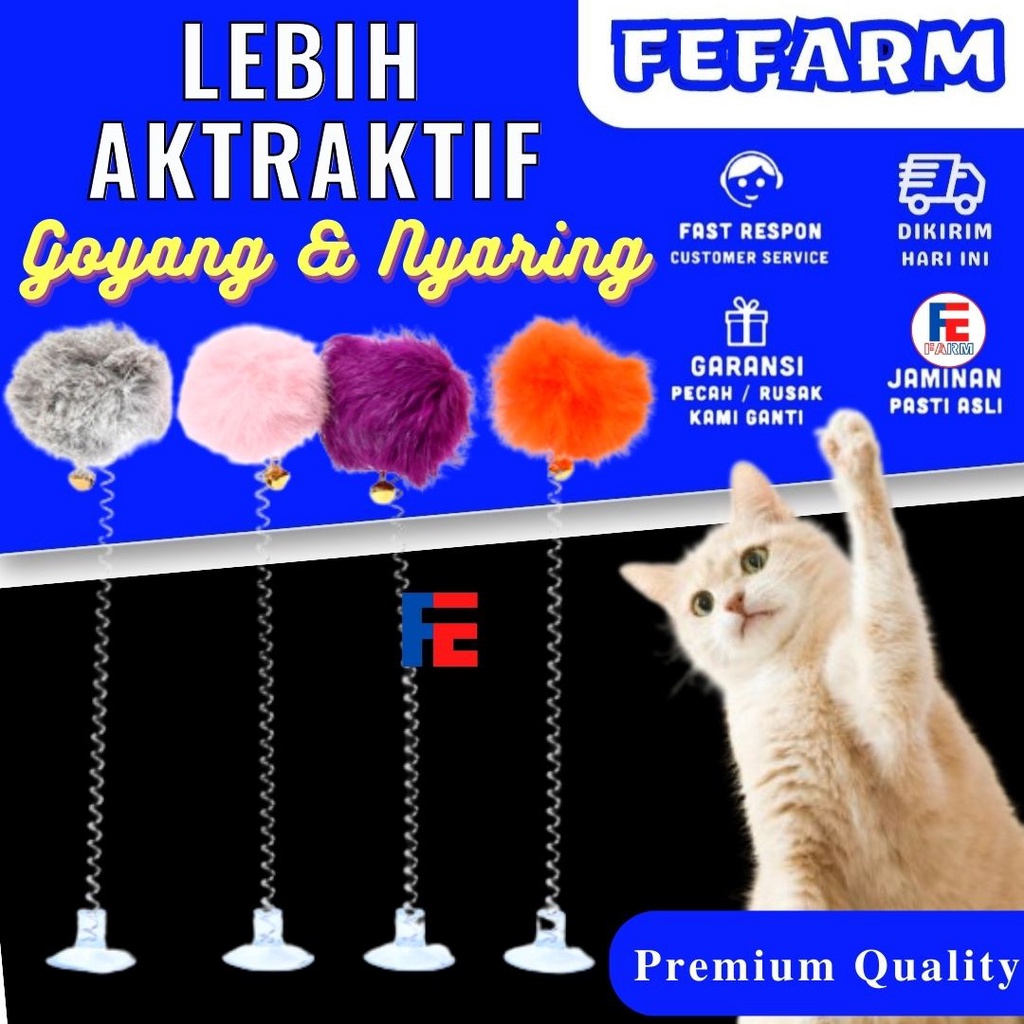 Pom Pom Per Stik Cat Stick Mainan Kucing Stik Kucing Tongkat Pom Pom Tongkat Bulu Kucing FEFARM