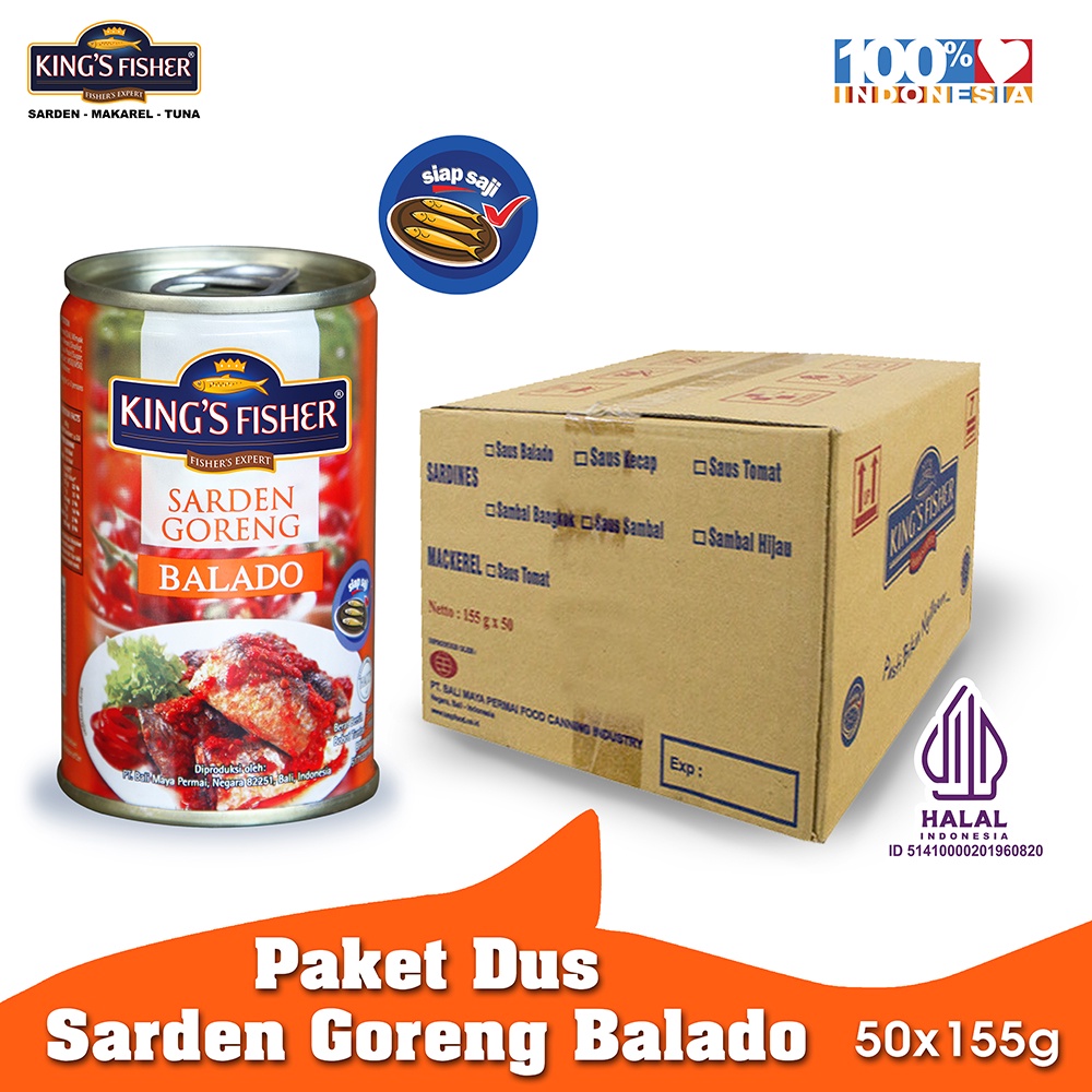 

KingsFisher Paket 1 dus 50pc King's Fisher Sarden goreng balado Makanan Kaleng 155