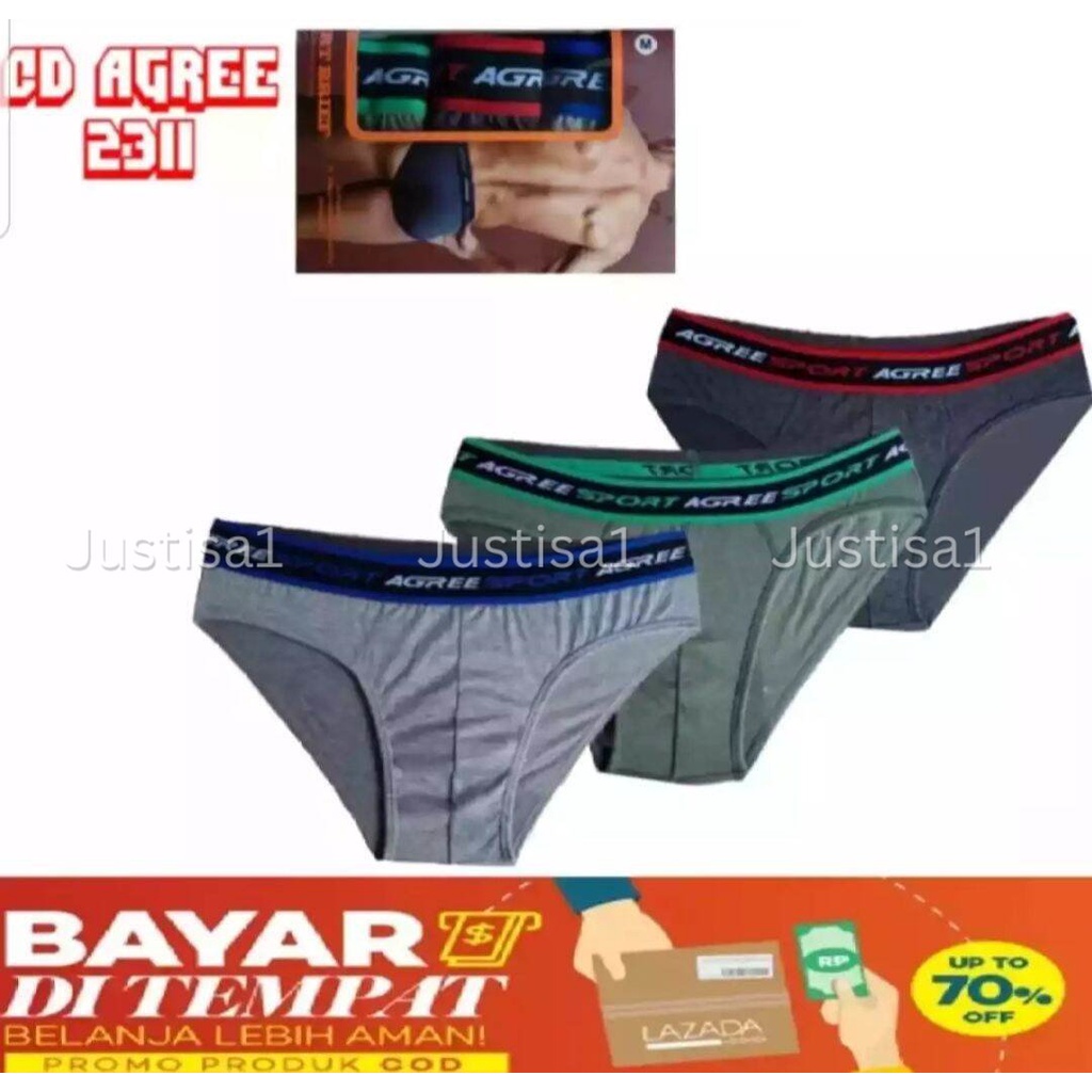 2311..3 Pcs Celana Dalam Pria Dewasa / 1 Kotak isi 3 Pcs ) CD Pria Dewasa - MENS BRIEF - AGREE SPORT Termurah