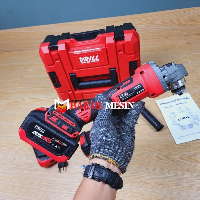 Gerinda Vrill Vag2100 Cordless Angle Grinder Mesin Gerinda Baterai 4 Inch