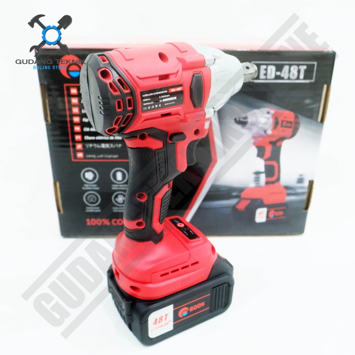 Impact Wrench CORDLESS 48V ED-48T EDON / Mesin Pembuka Buka Pengencang Baut BATERAI BATERY 48 Volt ED48T EDON