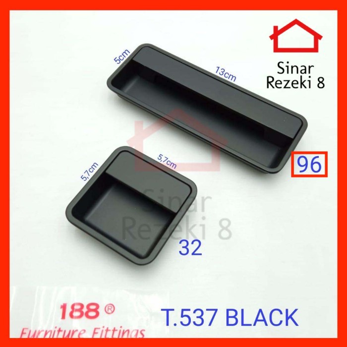 Gagang Handle Tanam 537-96 Hitam Pintu Sliding Laci Tarikan Lemari Gagang