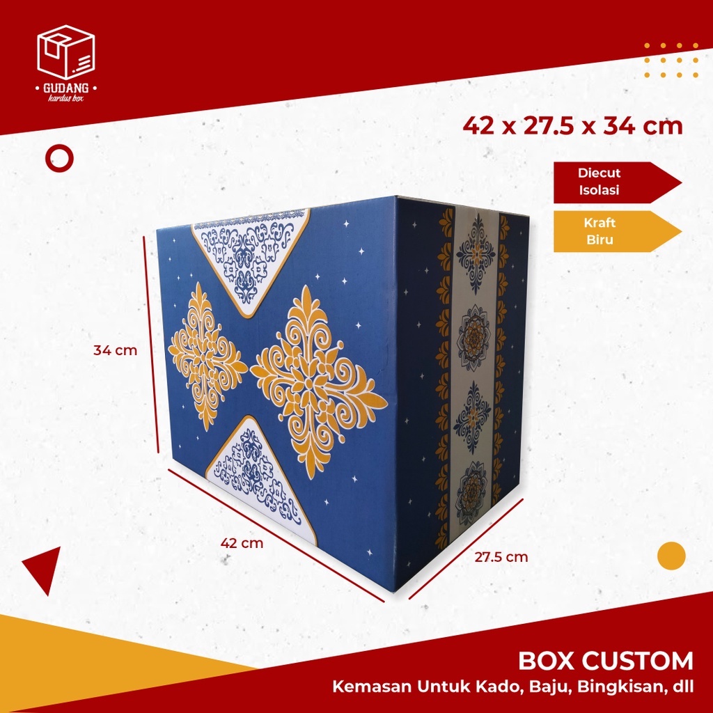 

PROMO 6 PCS Kardus Box Parcel Batik - 42,8 x 28 x 35 cm batik/parcel/kotakkado/kardusparcel/boxparcel