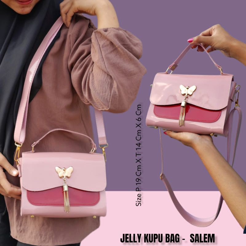 TAS SELEMPANG JELLY KUPU KUPU KOMBINASI WARNA RANDOM