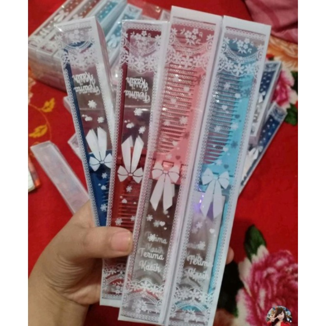 Souvenir Sisir Lipat Kaca Kemasan Mika Motif isi 50 pcs