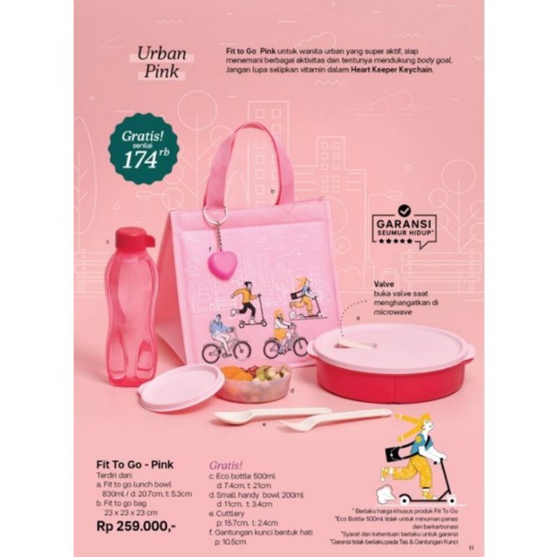 fit to go hijau atau pink wadah bekal original