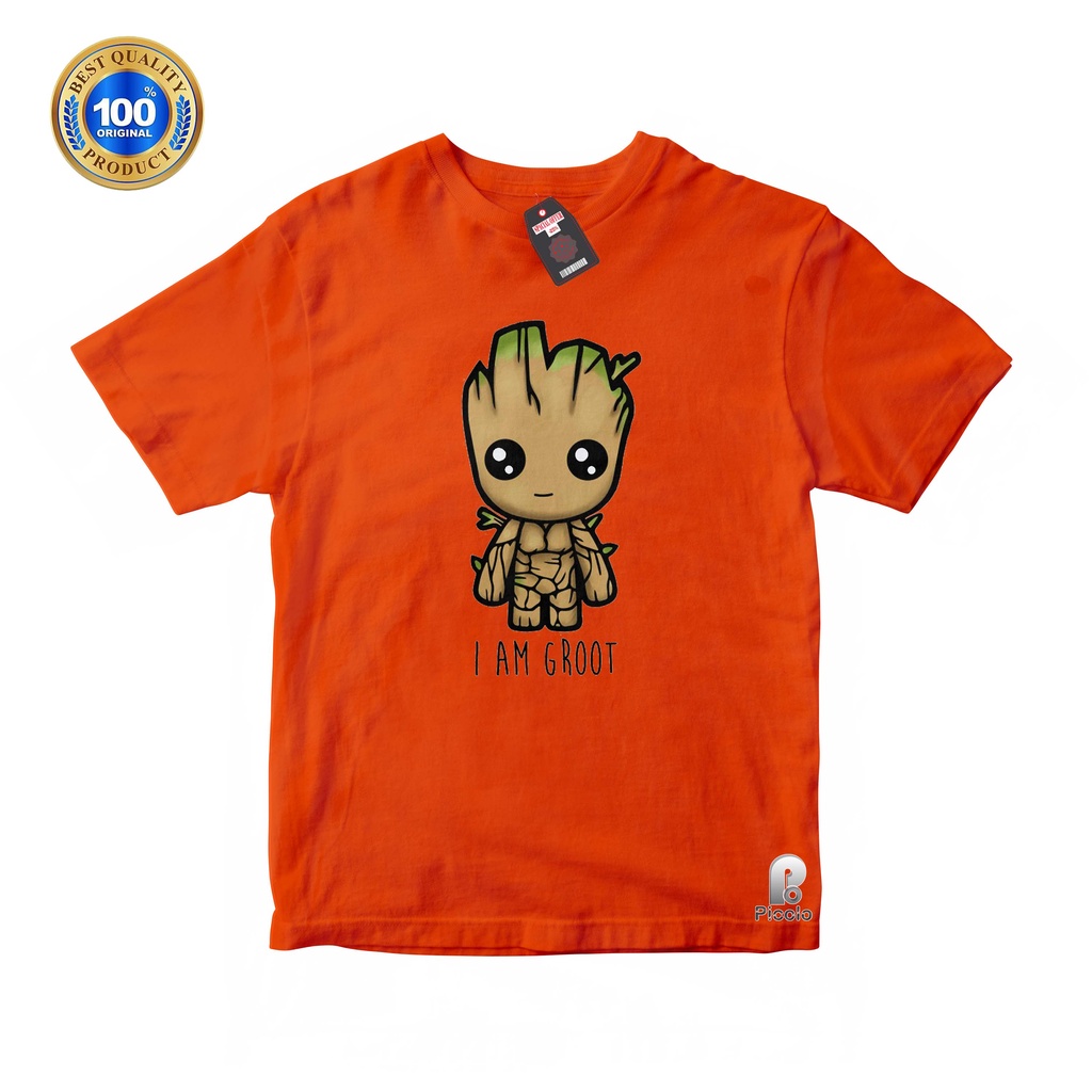 (FREE NAMA) BAJU KAOS ATASAN ANAK MOTIF KARTUN I AM GROOT UNISEX Bahan COTTUN