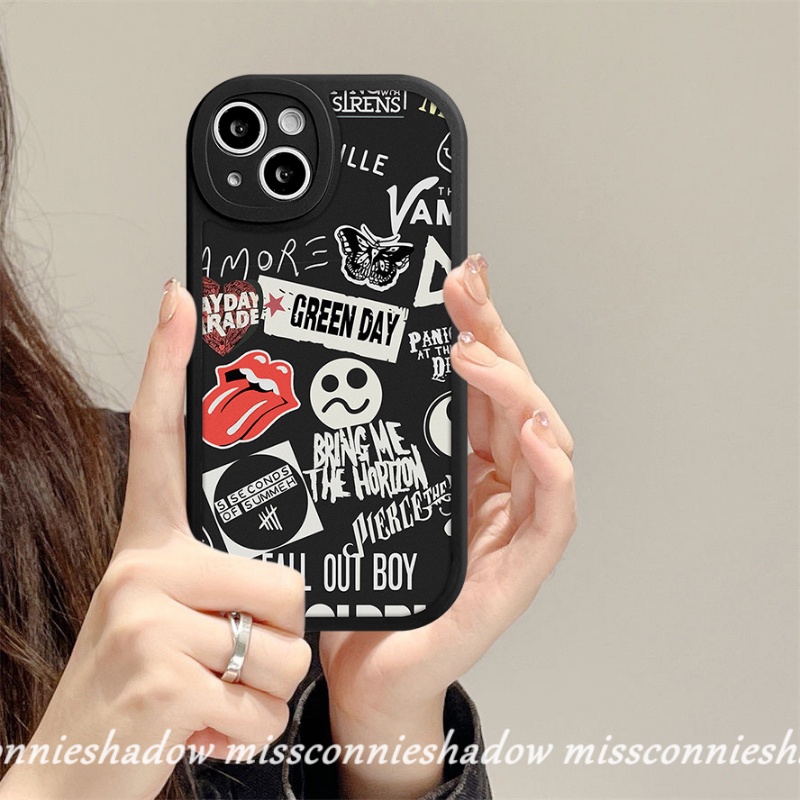 IPHONE Case Kompatibel Untuk Iphone11 14 13 12 Pro Max7 8 6 6s 14 Plus XR X XS MAX SE 2020 Ins Fashion Huruf Kupu-Kupu Trendi Merek Stiker Label Lembut TPU Penutup Belakang