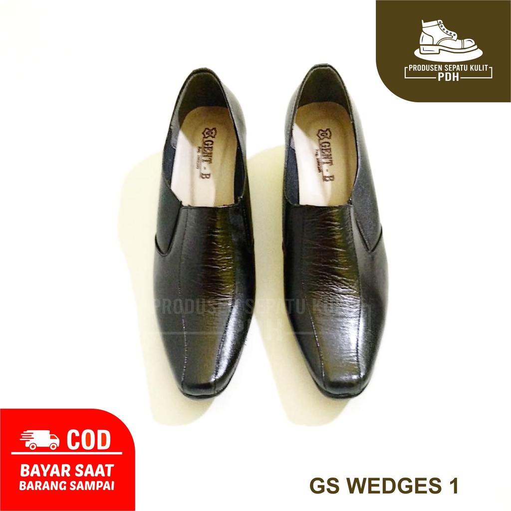 SEPATU HALFBOOT PDH WANITA KULIT ASLI WEDGES DINAS SECWAN SECURITY SATPAM WANITA SEPATU SEKOLAH CEWEK SEPATU  KERJA KANTOR WANITA
