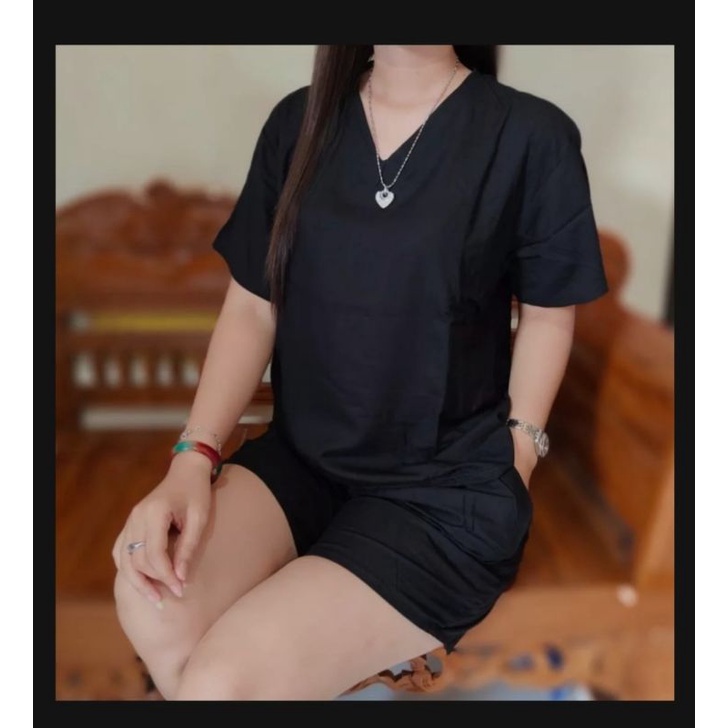 SETELAN LENGAN PENDEK CELANA PENDEK CRINGKLE WANITA