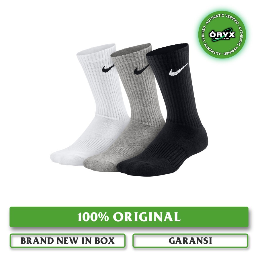 Nike Socks Everyday Lightweight Crew 1 Pack (3 Pairs) / Kaos Kaki Nike (SX7664-100 / SX7676-010) 100