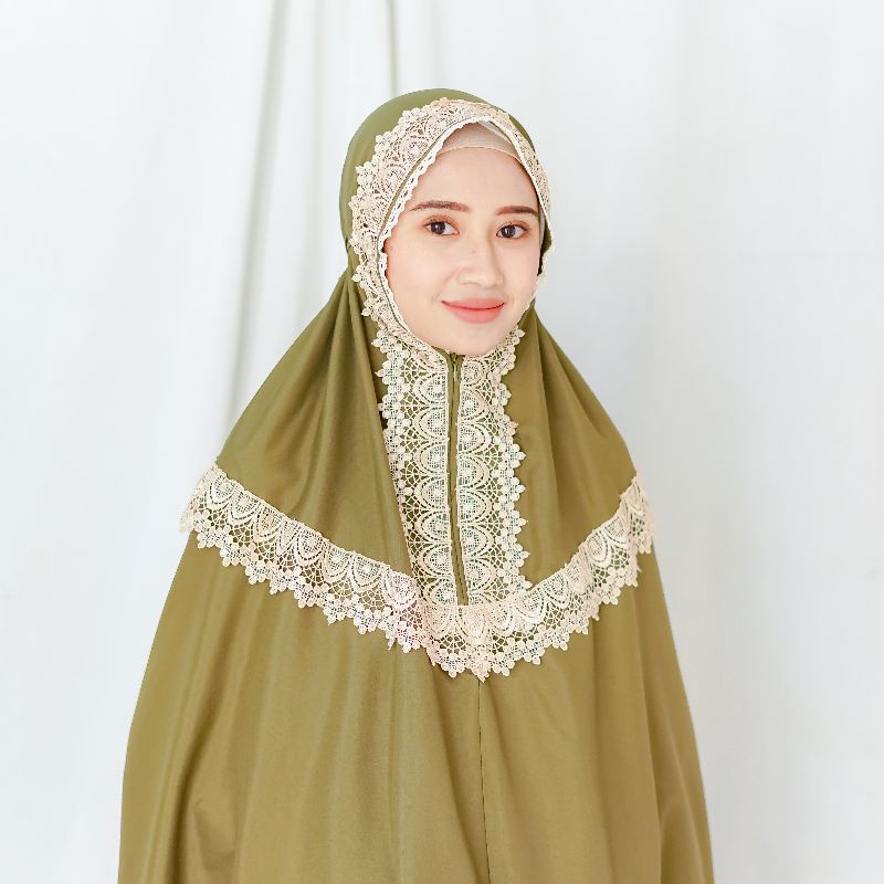 Mukena Katun Resleting 2in1 SHOPIA Renda Giver Mewah