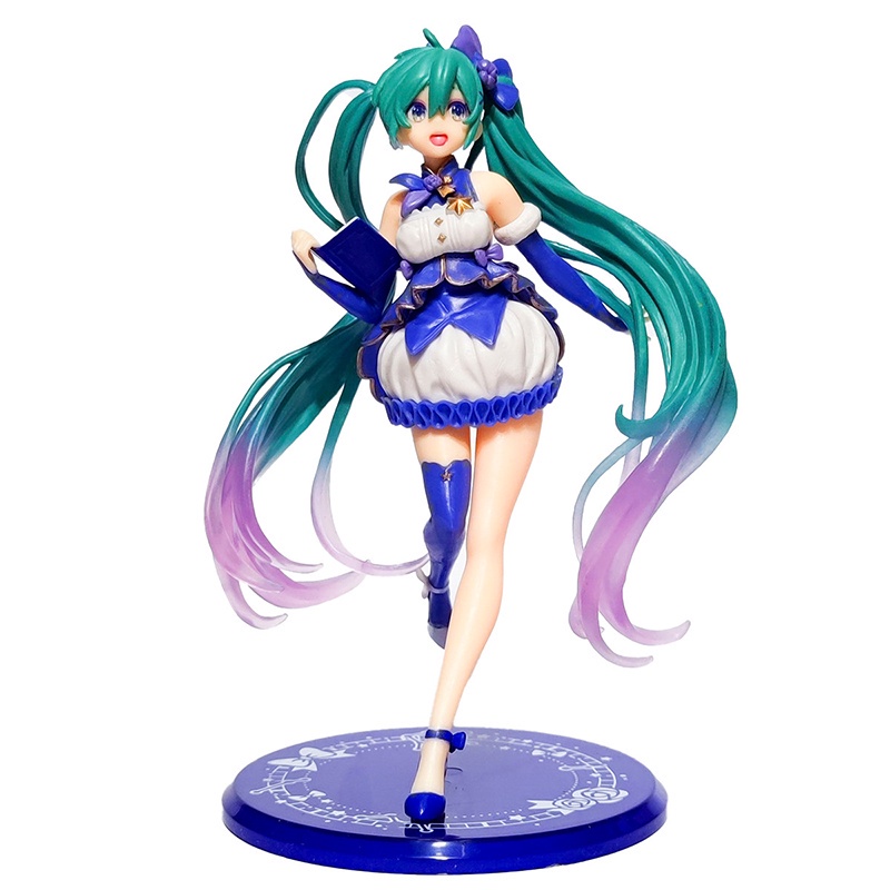 Anime Hatsune Miku Figure Full Dress Baju Musim Dingin Cinderella Miku Virtual Singer Standing Boneka PVC Action Figure Collectible Model Toys