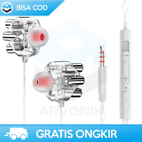 EARPHONE NOISE CANCELLING A6 HEADSET IN-EAR 4D BASS HIFI SOUND 3.5MM