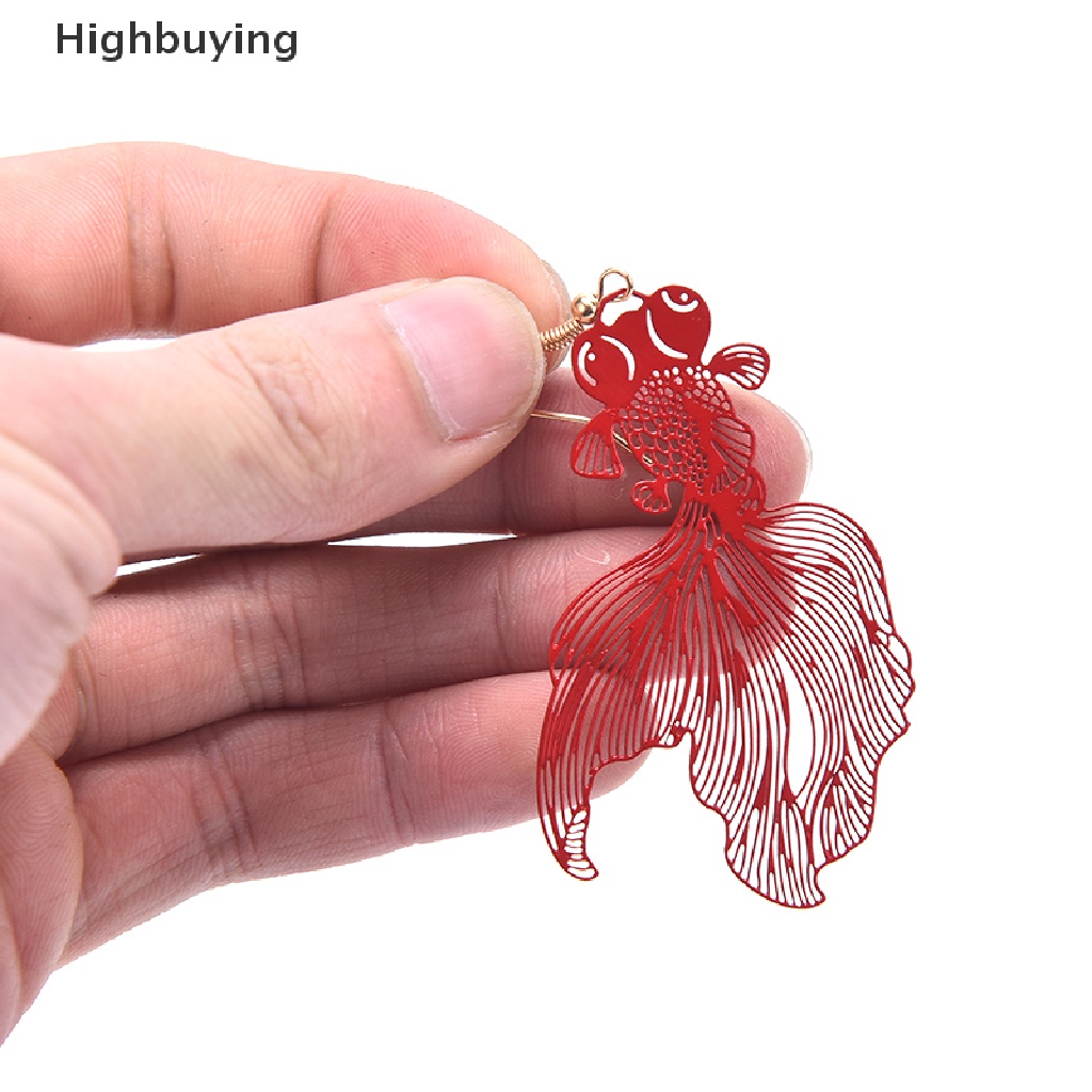 Hbid Fashion Anting Koi Liontin Hollow Ikan Mas Drop Earring Untuk Wanita Hadiah Perhiasan Glory