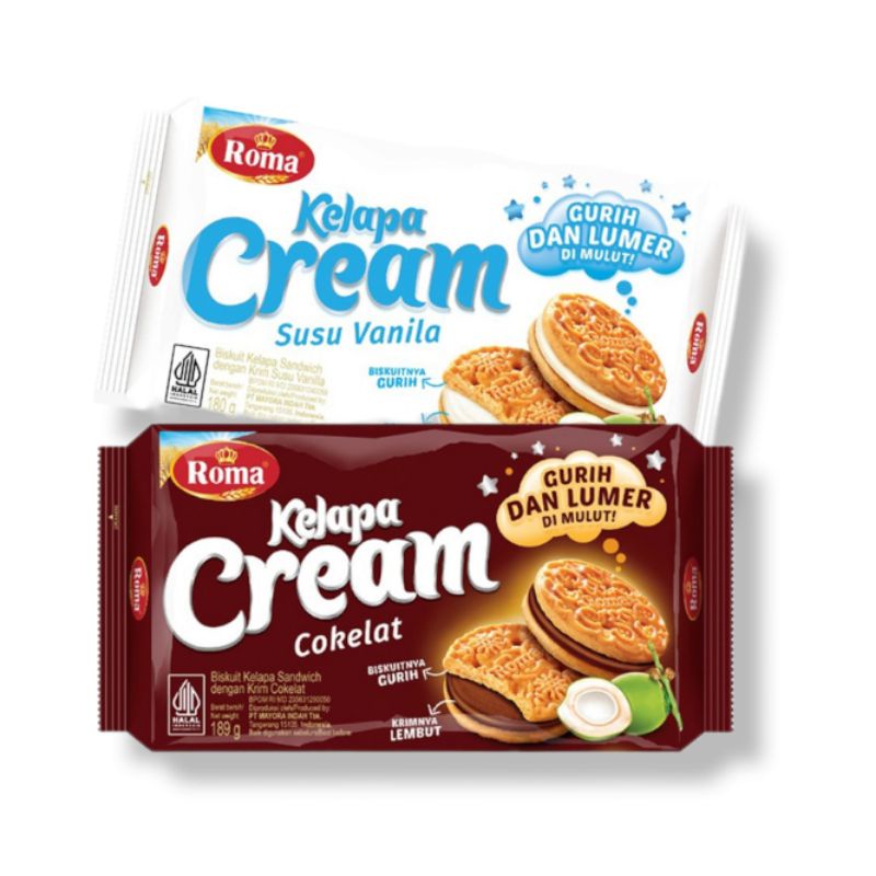 

ROMA KELAPA Biscuit cream Cokelat & Kelapa 189g