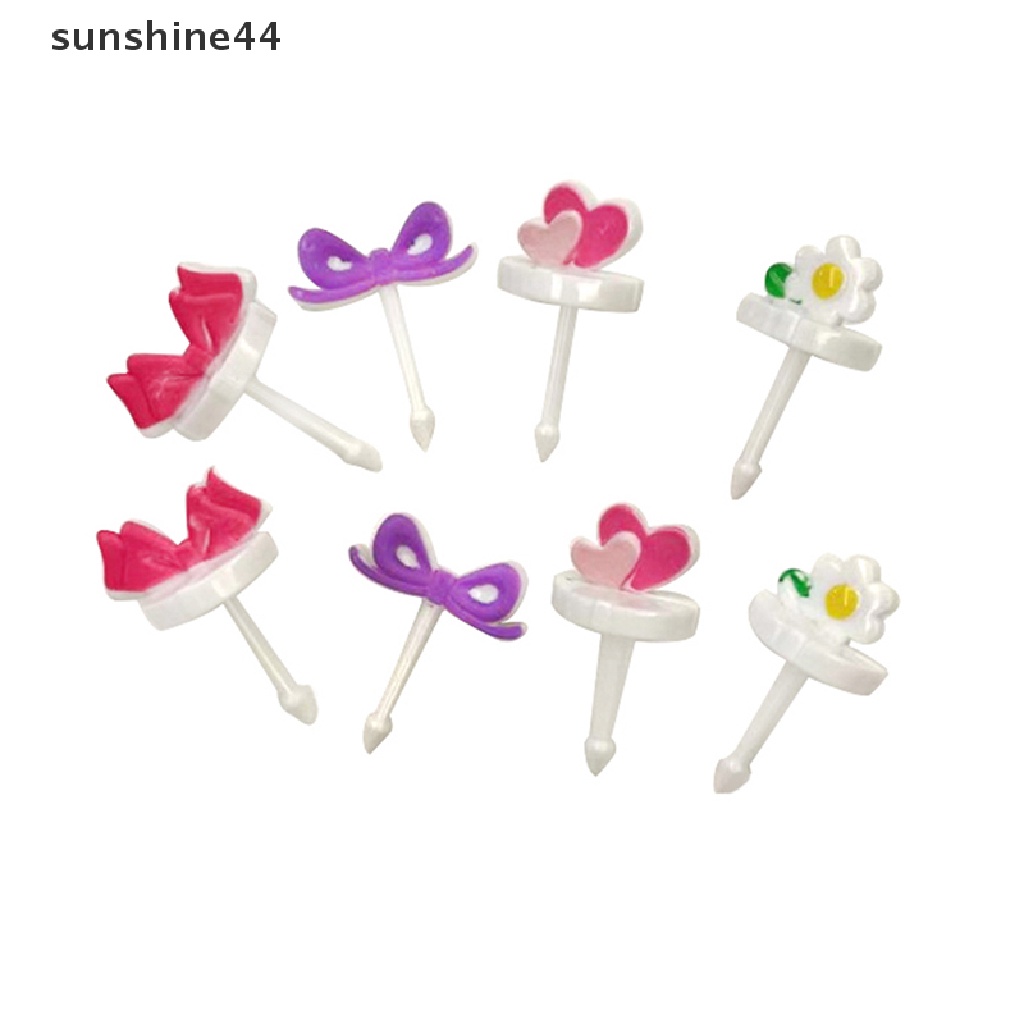 Sunshine 8Pcs Lucu Mini Flower Farm Kartun Food Picks Anak Snack Kue Dessert Makanan Garpu Buah Makan Siang Bento Aksesoris Dekorasi Pesta.