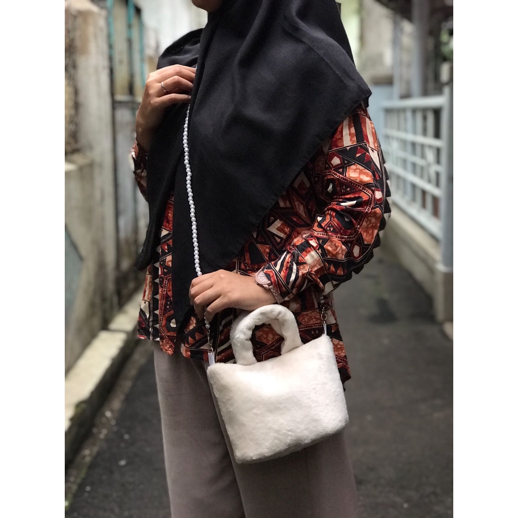 Tas Selempang Mini Wanita Fur Fluffy Tas Handbag Terry Korean Style  Premium