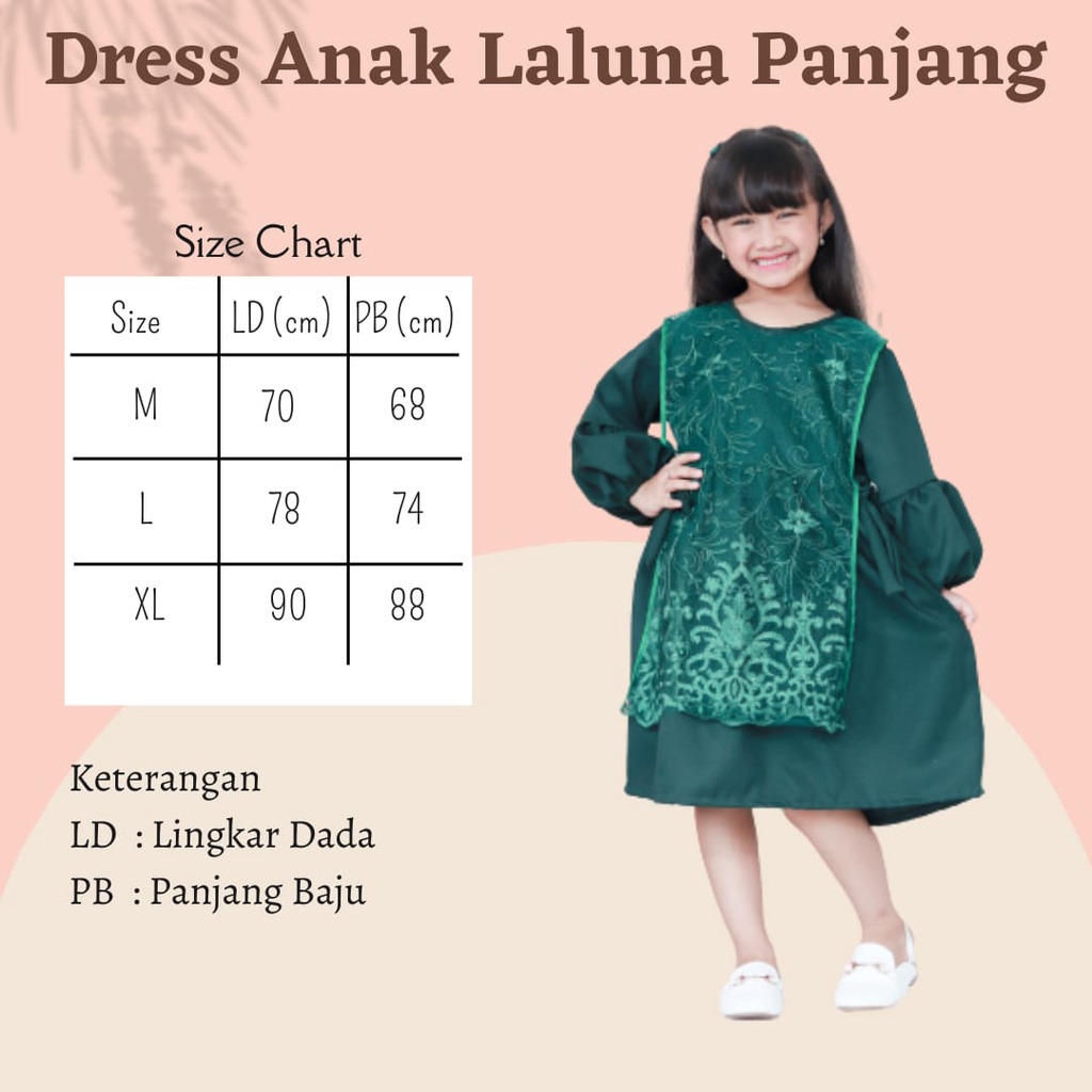 DRESS BRUKAT ANAK LALUNA LENGAN PANJANG DRESS PESTA